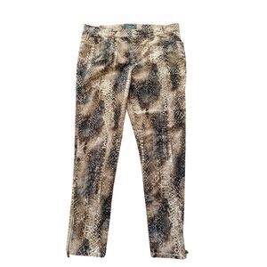 Ralph Lauren Size 10 Python Print Straight Leg Pant Cream Tan Animal Print Snake